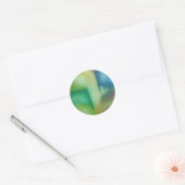 Vierblauw en groen Abstract olieverf Ronde Sticker (Envelop)