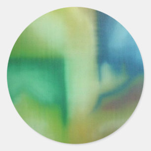 Vierblauw en groen Abstract olieverf Ronde Sticker