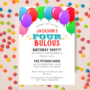 VIERbulous 4th Birthday Banner Blue Kaart