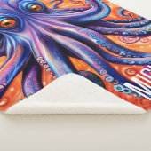 Vierce Blue Waterverf Octopus met aangepaste naam Sherpa Deken (3/4)