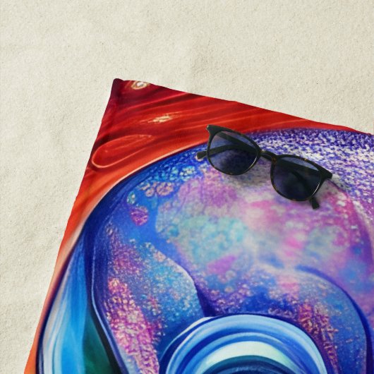 Vierce Blue Waterverf Octopus met Custom Strandlaken (In situ)