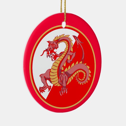 Vierce Chinese Dragon Aangepaste kerstversiering Keramisch Ornament (Rechts)