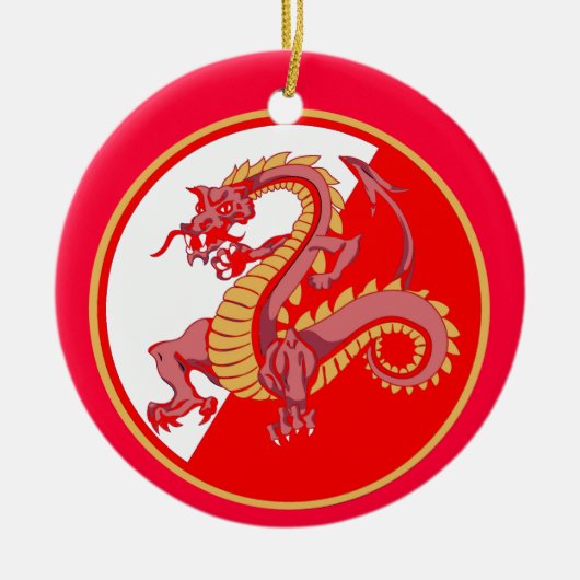 Vierce Chinese Dragon Aangepaste kerstversiering Keramisch Ornament (Voorkant)