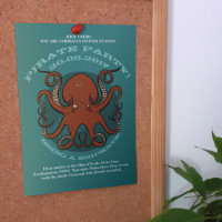 Vierce Red Octopus Tentacles Cartoon met tekst