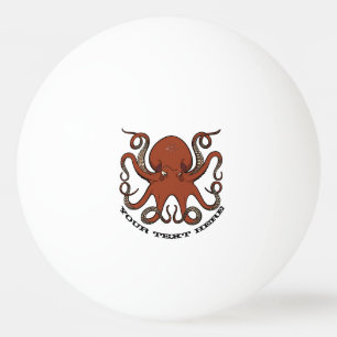 Vierce Red Octopus Tentacles Cartoon met tekst Pingpongballen