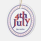 Vierde 4 juli blauw rood tekst ontwerp ornament (Links)