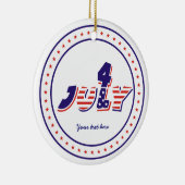 Vierde 4 juli rood blauw tekst ontwerp ornament (Rechts)