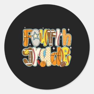 Vierde 4de klas jongen honkbal basketbal voetbal  ronde sticker