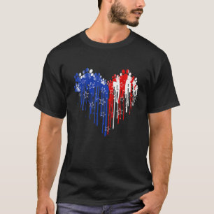 Vierde 4e juli Dog Paw Heart American Flag Pat T-shirt
