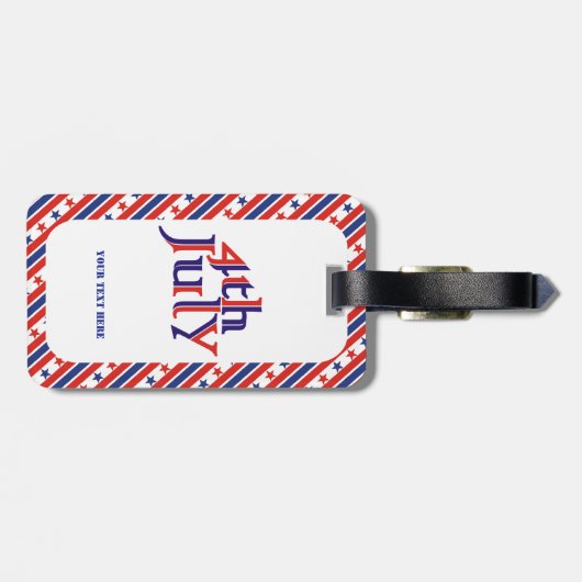 Vierde 4e juli tekstontwerp & rand met sterren bagagelabel (Achterkant horizontaal)