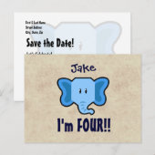 Vierde aanvalsdag: blauwe olifantenzijde voor BOY Aankondigingskaart (Voorkant / Achterkant)