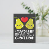 Vierde bruiloft Jubileum Gift Married Couple Pear Briefkaart (Staand voorkant)