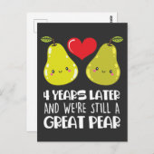 Vierde bruiloft Jubileum Gift Married Couple Pear Briefkaart (Voorkant / Achterkant)