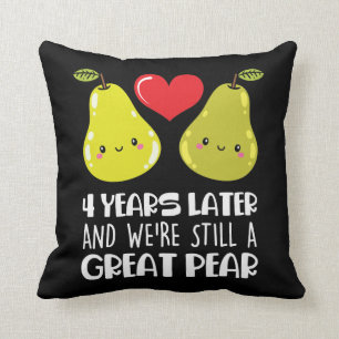 Vierde bruiloft Jubileum Gift Married Couple Pear Kussen