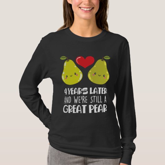 Vierde bruiloft Jubileum Gift Married Couple Pear T-shirt (Voorkant)
