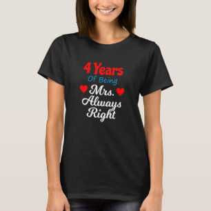 Vierde bruiloft Jubileum voor vrouwen Haar altijd T-shirt