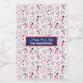 Vierde dag van de Onafhankelijkheidsdag BBQ Wijn Etiket (Enkel label)