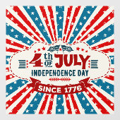 Vierde dag van de Onafhankelijkheidsdag Raamsticker (Vel)