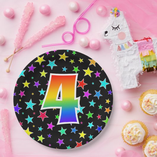 Vierde evenement: Vet, Fun, kleurrijke regenboog 4 Papieren Bordje (Feest)