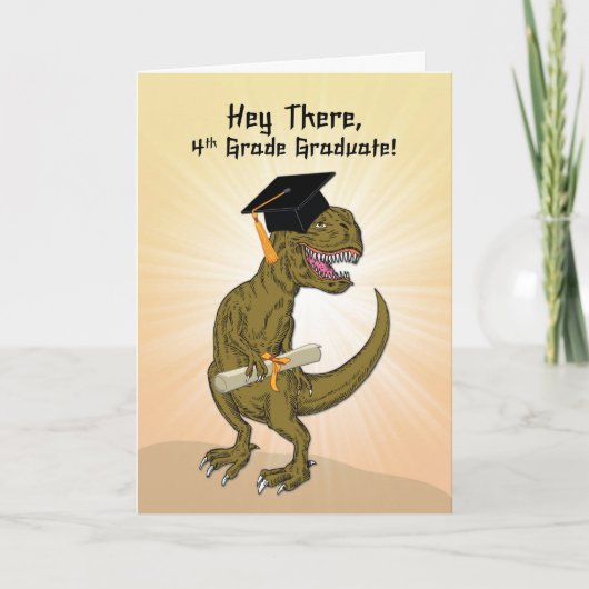 Vierde graad Afstuderen T-Rex Dinosaur Kaart (Voorkant)
