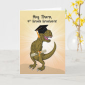 Vierde graad Afstuderen T-Rex Dinosaur Kaart (Gele Bloem)