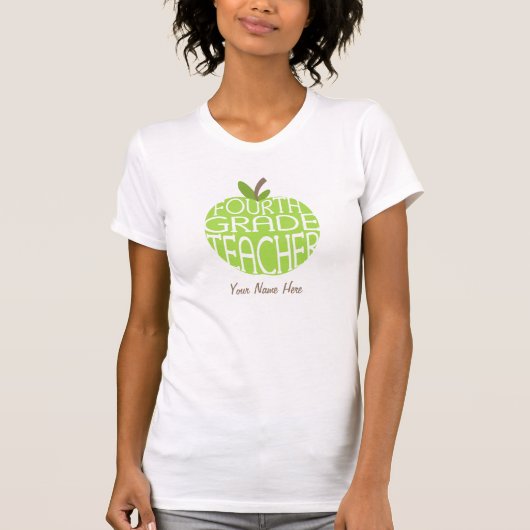 Vierde graad leraar T Shirt - groene appel (Voorkant)