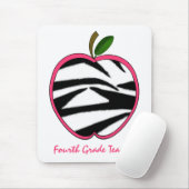 Vierde graad leraar Zebra print Apple Muismat (Met muis)