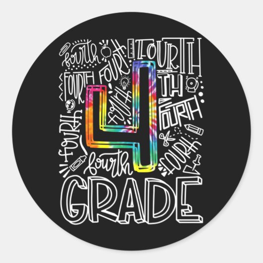 Vierde graad van het Typografische Team Ronde Sticker (Voorkant)