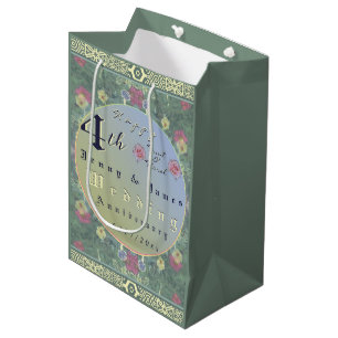 Vierde jaar Jubileum Groen & Blauwe Bloem Medium Cadeauzakje