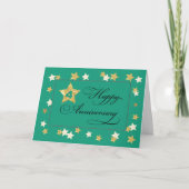 Vierde Jubileum Groen Gold Effect Star Kaart (Voorkant)