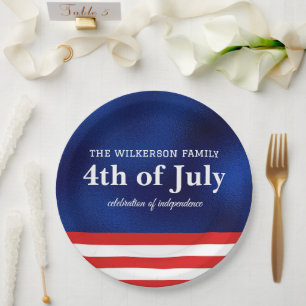 Vierde juli Amerikaanse vlag op blauwe Folie Papieren Bordje