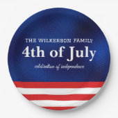 Vierde juli Amerikaanse vlag op blauwe Folie Papieren Bordje (Voorkant)