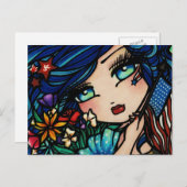 Vierde juli Briefkaart van de vlag Star Mermaid Fa (Voorkant / Achterkant)