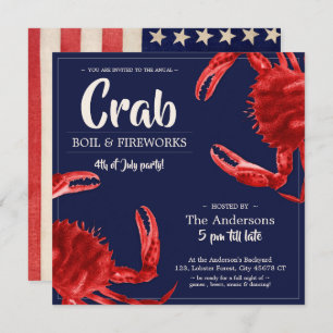 vierde juli Crab Boil Summer Party Kaart