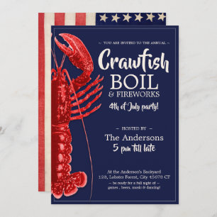 vierde juli Crawfish Boil Summer Party Kaart