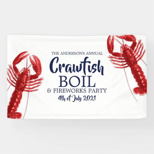  vierde juli Crawfish Boil Summer Party Spandoek (Horizontaal)