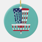 Vierde juli Disc Golf Basket American USA vlag Keramisch Ornament (Achterkant)
