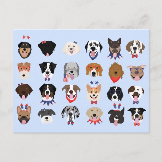 Vierde juli Dog Faces Briefkaart (Voorkant)