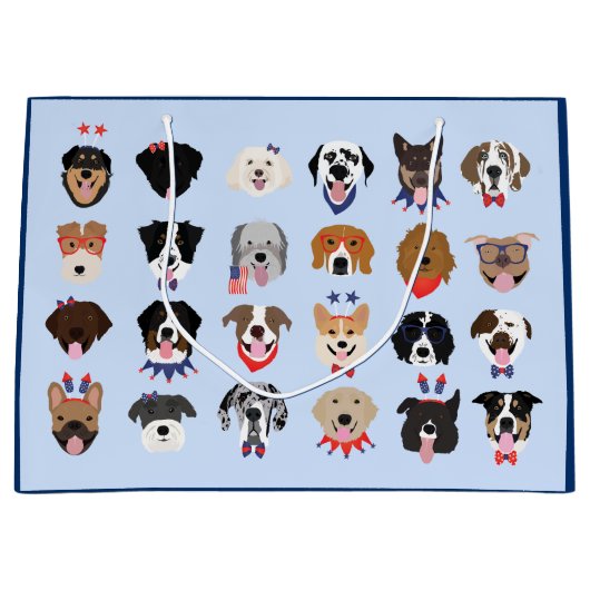 Vierde juli Dog Faces Groot Cadeauzakje (Voorkant)
