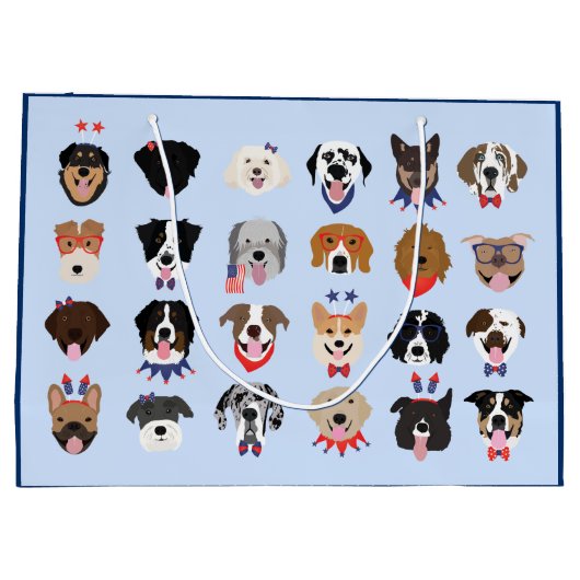Vierde juli Dog Faces Groot Cadeauzakje (Achterkant)