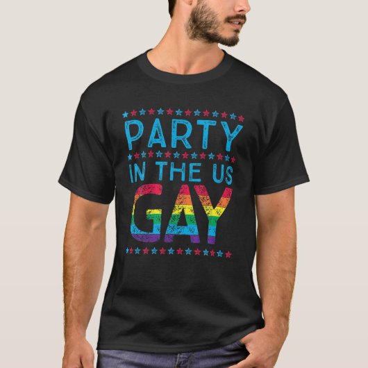 Vierde juli feest in het Amerikaanse Gay T Shirt (Voorkant)