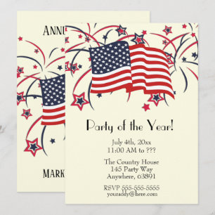 Vierde Juli Feest Uitnodigingen Geel