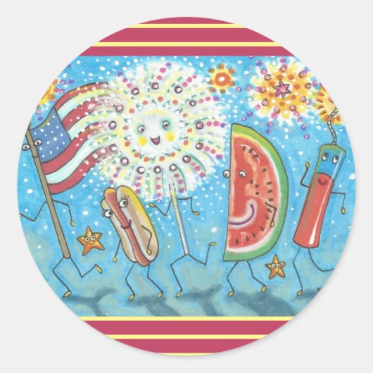 VIERDE JULI GANG & VUURWERK STICKERS *Blad (Voorkant)