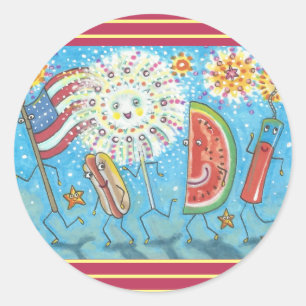 VIERDE JULI GANG & VUURWERK STICKERS *Blad