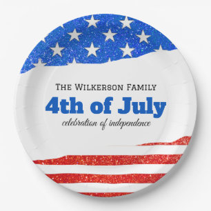Vierde juli Glitter Amerikaanse vlag Papieren Bordje