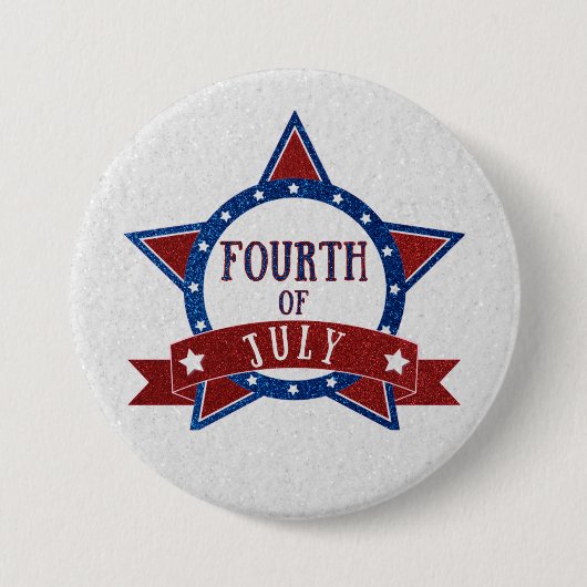 Vierde Juli Glitter Ronde Button 7,6 Cm (Voorkant)