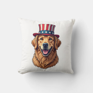 Vierde Juli Golden Retriever Vintage T-shirt 4 Kussen