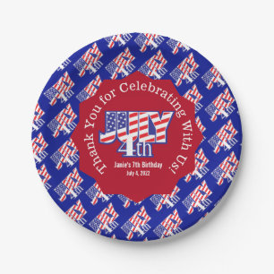 Vierde juli Hartelijk dank voor sticker Square Pap Papieren Bordje