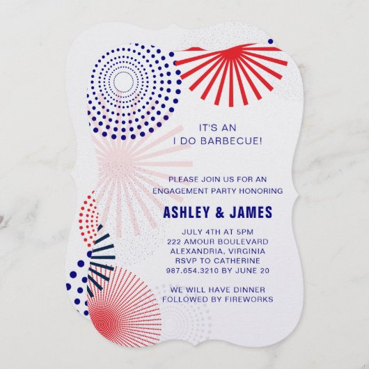 Vierde juli I Do Barbecue Verloving Invitation Kaart (Voorkant / Achterkant)