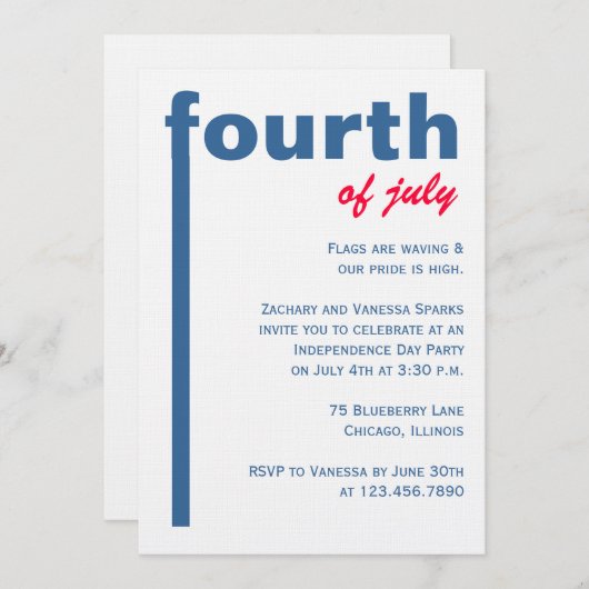 Vierde juli kaart (Voorkant / Achterkant)